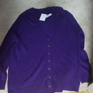 Lands End NWT purple cable knit sweater 2X